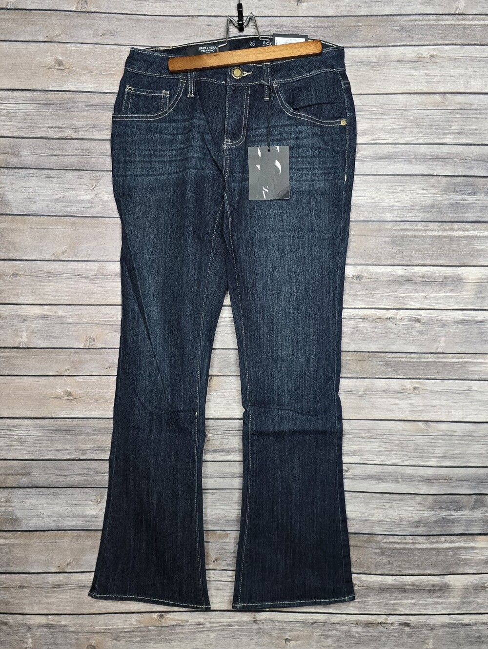 Simply Vera Vera Wang Slimming Stretch Bootcut Jeans, Size 2 Short
